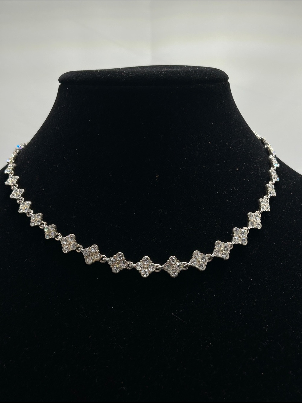 Givenchy, Silver Plate And Clear Crystal Short Necklace